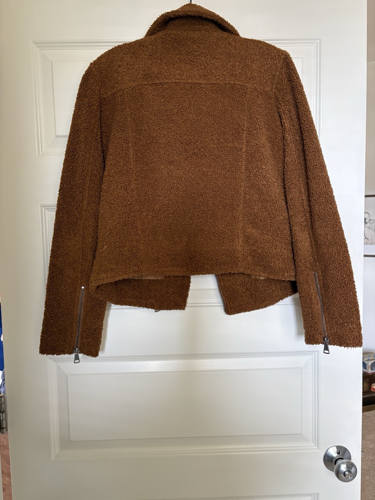 Max Studio Brown Biker Jacket Collared Zipper But… - image 2