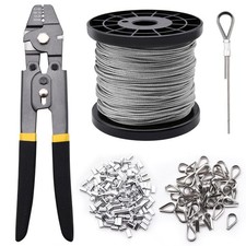 328ft Wire Rope Crimping Tool Kit, Stainless Steel Cable Grey,black