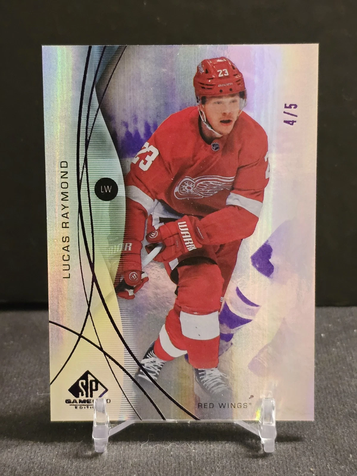 2024-25 UD SP Game Used Lucas Raymond Purple #4/5 Detroit Red Wings #14