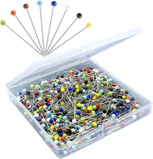 500PCS Sewing Pins for Fabric, Straight Pins with Colored Ball Glass Heads Long