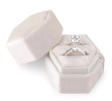 Velvet Ring Box for Jewellery Double Slots Hexagon Ring Box, Engagement, Wedding