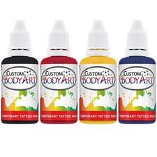 4 Color Airbrush Temporary Tattoo Ink Kit Black, Red, Blue, Yellow