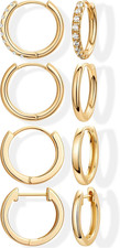 Small Gold Huggie Hoop Earrings Set for Women Men Hypoallergenic 14K Plated Stac
