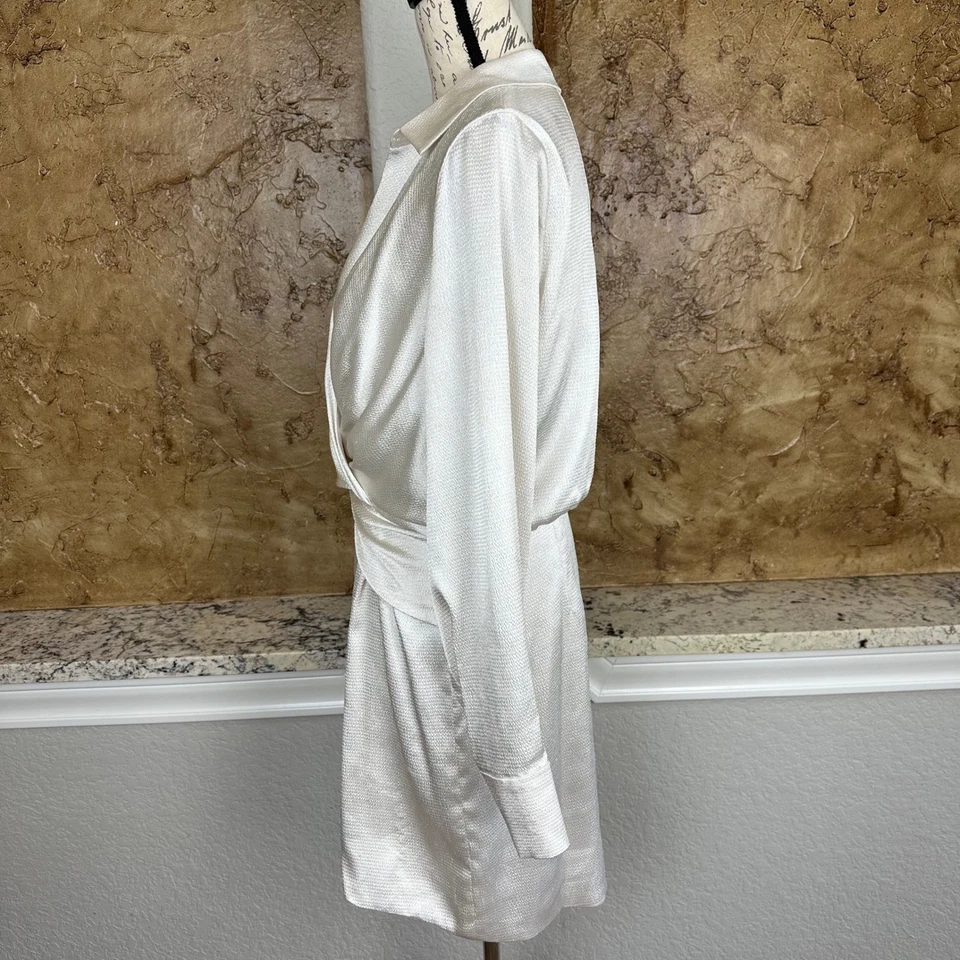 ML Monique Lhuillier платье с длинным рукавом мини искусственного надежном текстурированный слоновой кости размер 12 - Изображение 3 из 4