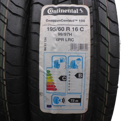 4 X Continental 195/60 R16C 99/97H Vancontact 100 Pneumatico Estivo 2020 Pieno - Foto 3 di 8