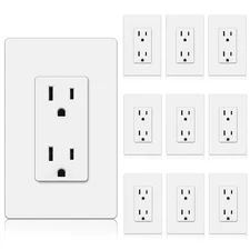 Decorator Receptacle Outlet, 15 Amp Standard Electrical Wall Outlet with Scre...