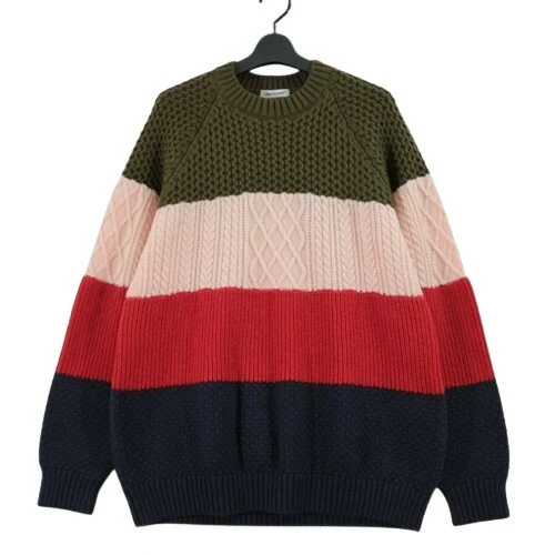 Maglione maglia Undercover 24AW misto bordi rosa kaki rosso navy grado S