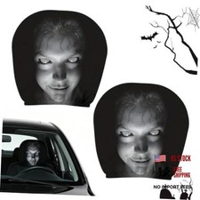 2 Pack Scary Car Headrest Covers - Upgraded Snug Fit Stretch Fabric - Universal