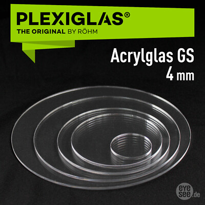 PLEXIGLAS  GS 4mm ## Laserpoliert ## Kreise, runde Scheiben, Deckel Ø30-Ø700 mm