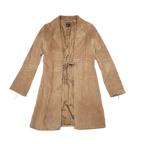 Veste vintage Wet Seal femme M 100% longue trench cuir daim aztèque tribal