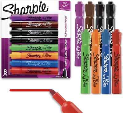 SHARPIE Flip Chart Markers, Bullet Tip, 8 Count (Pack of 1), Assorted 