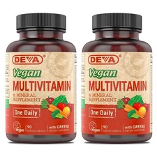 Deva Vegan Multivitamin Mineral Supplement B Vitamins Antioxidants Daily Dose
