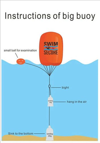 Swim Secure High-Visibility Inflatable Marker Buoy Heavy Duty PVC Course Marker - Picture 3 of 3