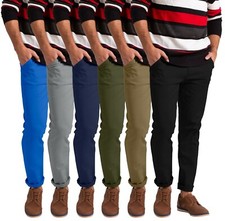 Herren Chino Hose Schlanke Passform Flache Vo...
