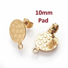 10 pcs 5 pairs 304 Stainless Steel Golden Earring Posts/Studs/Settings   10mm