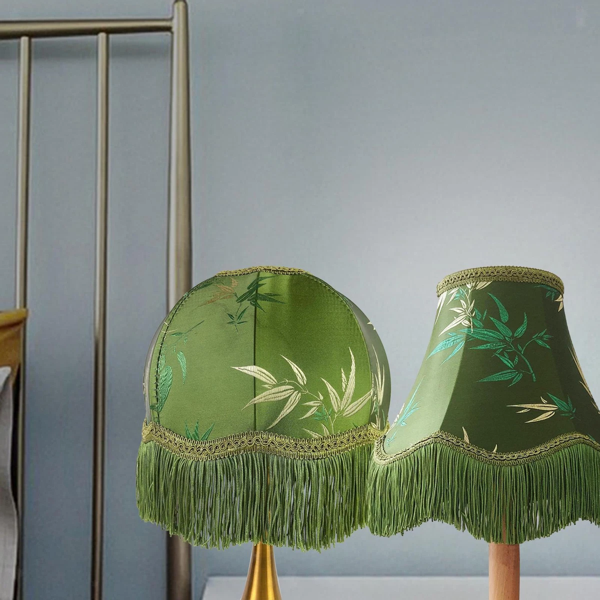 Green fringed lampshade deals