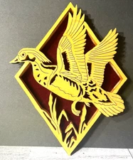 Flying Duck 3D Relief Wood Cut Out Dimensional Picture Wall Hanging - Vintage