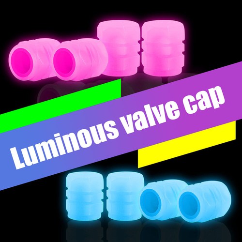 4x Glow In The Dark Car Tire Valve Cover Wheel Tyre Rim Stem Cap Accessories - Picture 5 of 18