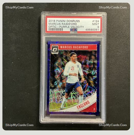 2018 Panini Donruss Optic Marcus Rashford #124 Purple Velocity /125 MINT PSA 9