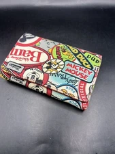 Disney Parks Authentic Colorful Mickey Mouse & Friends Cloth Tri-Fold Wallet