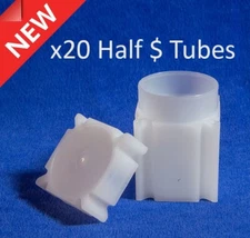 20 Square Coin Safe Tubes For US Half Silver Kennedy Liberty Dollars 32.10mm New