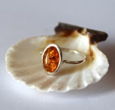 Natural Baltic Amber Ring 925 Sterling Silver Handmade Ring Women Gift For Her
