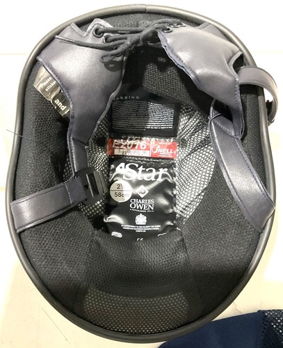 Charles Owen Navy 4 Star Jockey Helmet size 2.5 - 58cm -Sales Sample -See Notes - Picture 11 of 18