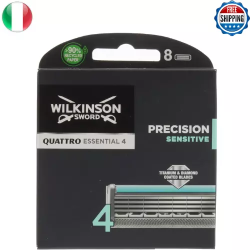 Wilkinson Sword Quattro, 8pz Cartucce Di Ricambio con 4 Lame in Titanio - Picture 1 of 7