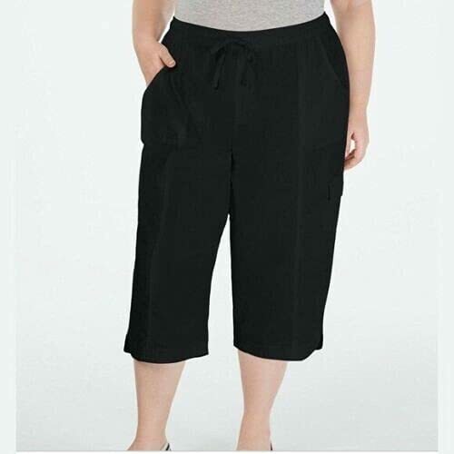 Karen Scott Womens Edna Black Cotton 