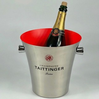 Vintage Luxury Taittinger Reims Champagne High Gloss Metal Ice Bucket Barware