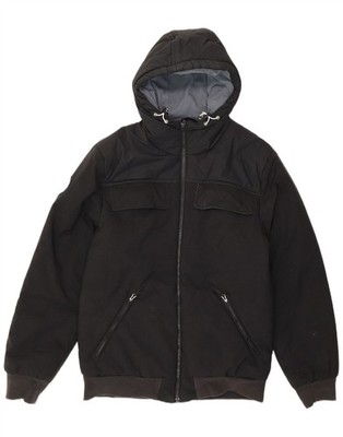 Adidas Herren Bomberjacke mit Kapuze UK 38 Medium schwarz Nylon EF01