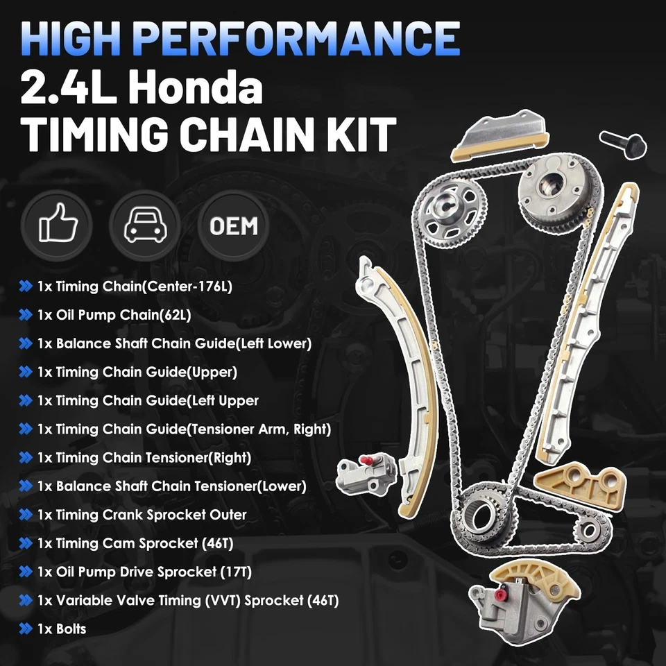 Kit de cadena de distribución 14510-R40-A01 con ajustador de árbol de levas apto para CR-V CRV Accord... Foto 3 de 4