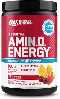 Optimum Nutrition Amino Energy Powder plus Focus, BCAA, Electrolytes, FruitPunch