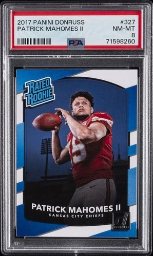 2017 PANINI DONRUSS #327 PATRICK MAHOMES II ROOKIE RC PSA 8