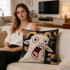 Surreal Art Screaming Goat Linen Pillow Cover Cushion Case For Housewarming Gift