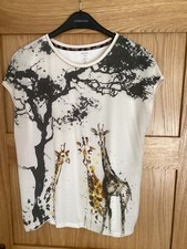 Marc Cain Giraffe Print Silk Front Top N5