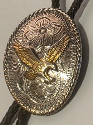 Vintage Metal Bolo Tie, Nice American Bald Eagle, Buffalo Horse Silver, Nice