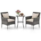 3-Piece Patio Furniture Set PE Wicker Conversation Bistro Set w/ A Tempered