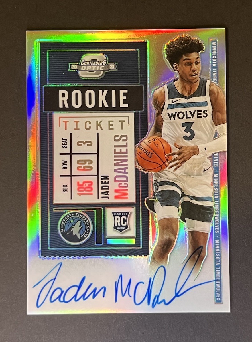 2020 Panini Contenders Optic #101 Jaden McDaniels Holo Auto Rookie Ticket RC