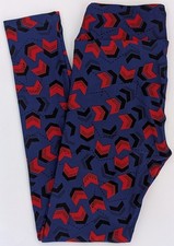 OS LuLaRoe One Size Leggings Chevron Print on Blue NWT X77