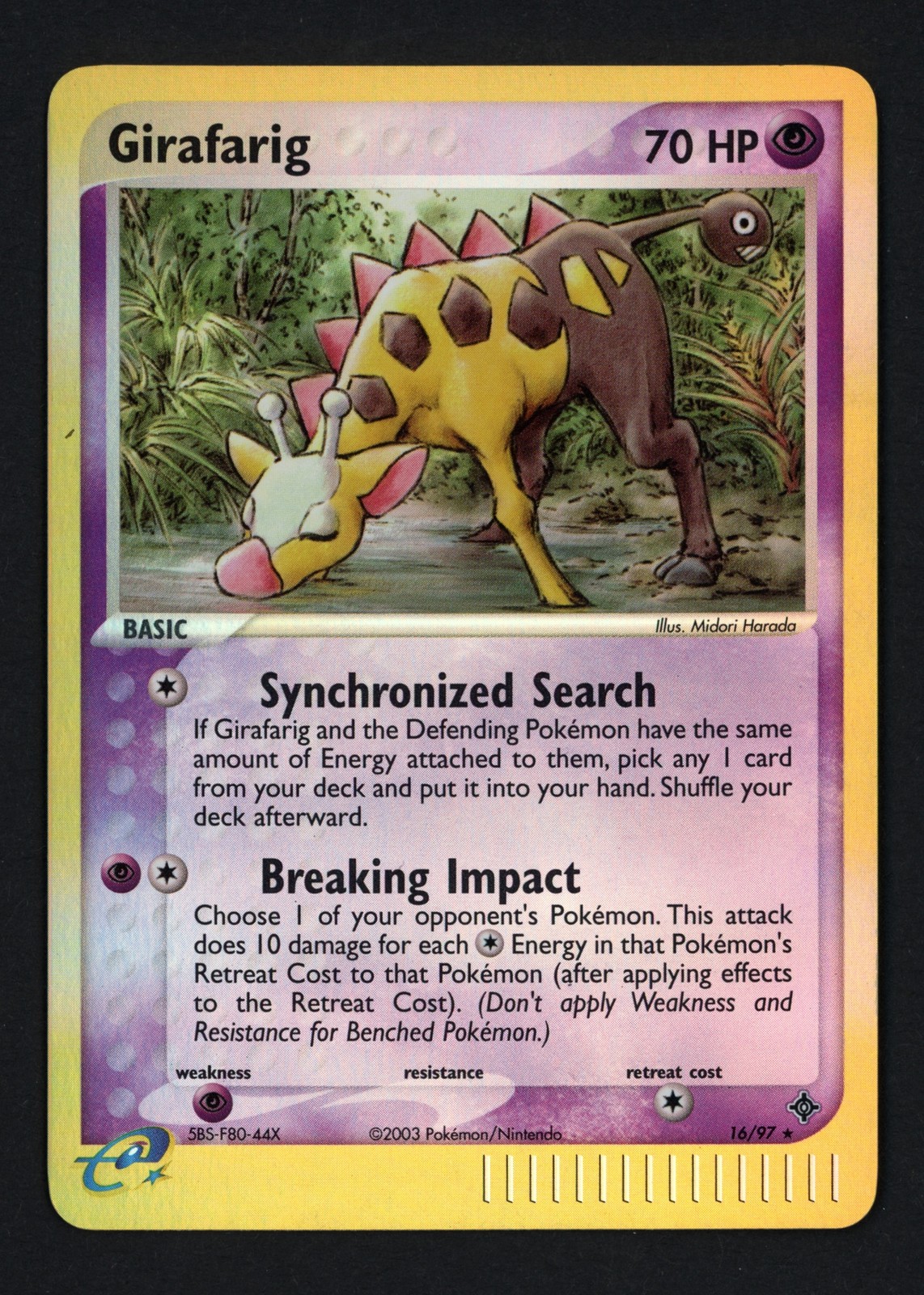 Girafarig 16/97 Reverse Holofoil Dragon Rare Pokemon TCG