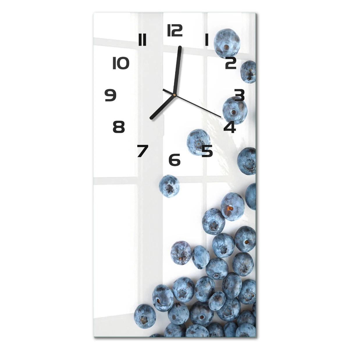 Reloj de Pared Rectangular Vertical Vidrio Templado Premium Arándanos 30x60 cm