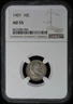1907 Barber Dime 10C NGC AU55
