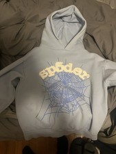 Sp5der Blue Pullover Hoodie Size S Spider Web...
