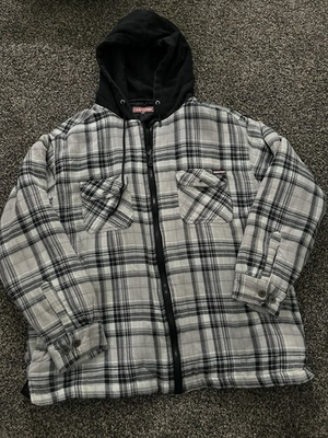 #ad Craftsman Insulated Thermal Zip Up White And Black. Small Rip By Pocket $12.50