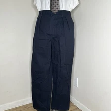 Dickies Mens Khaki Work Pants 41x32 Navy Pleated Straight Dress Slacks Trousers