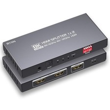 8K HDMI Splitter 1 in 2 Out 4K 120Hz 8K 60Hz 2.1 Splitter, Black