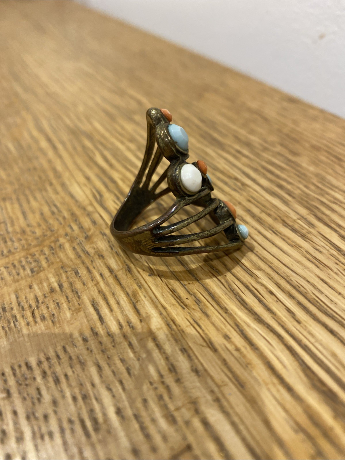 Abstract Wrap-Around Statement Ring – Bronze/Bras… - image 2