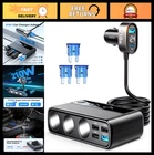 9-in-1 Cigarette Lighter Splitter Adapter, 210W Car Charger with PD/QC 3.0, 12V/