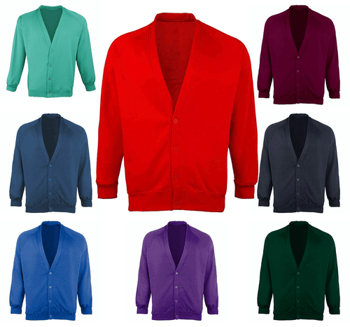 Girls Boys Kids School Uniform Cardigan Long Sleeve Fleece Sweatshirts  - Picture 1 of 11